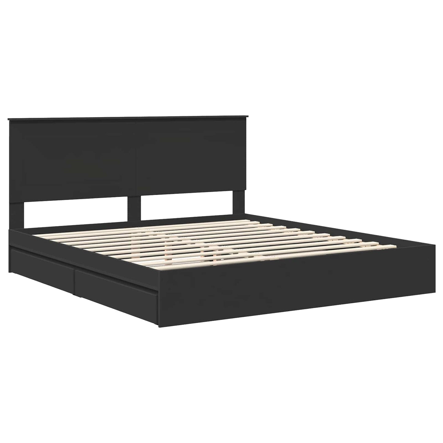 Seng med Oppbevaring Svart 200 x 200 cm Konstruert tre