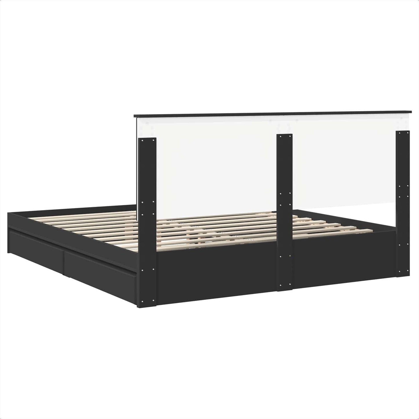 Seng med Oppbevaring Svart 200 x 200 cm Konstruert tre