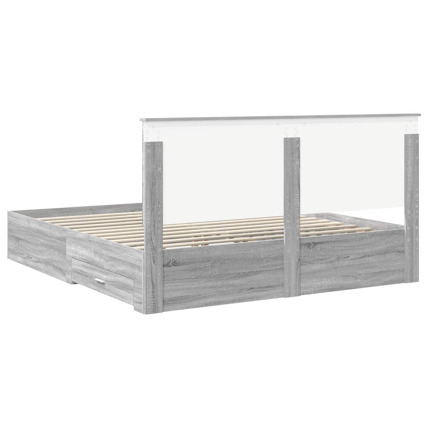Seng med Oppbevaring Grå Sonoma 200 x 200 cm Konstruert tre