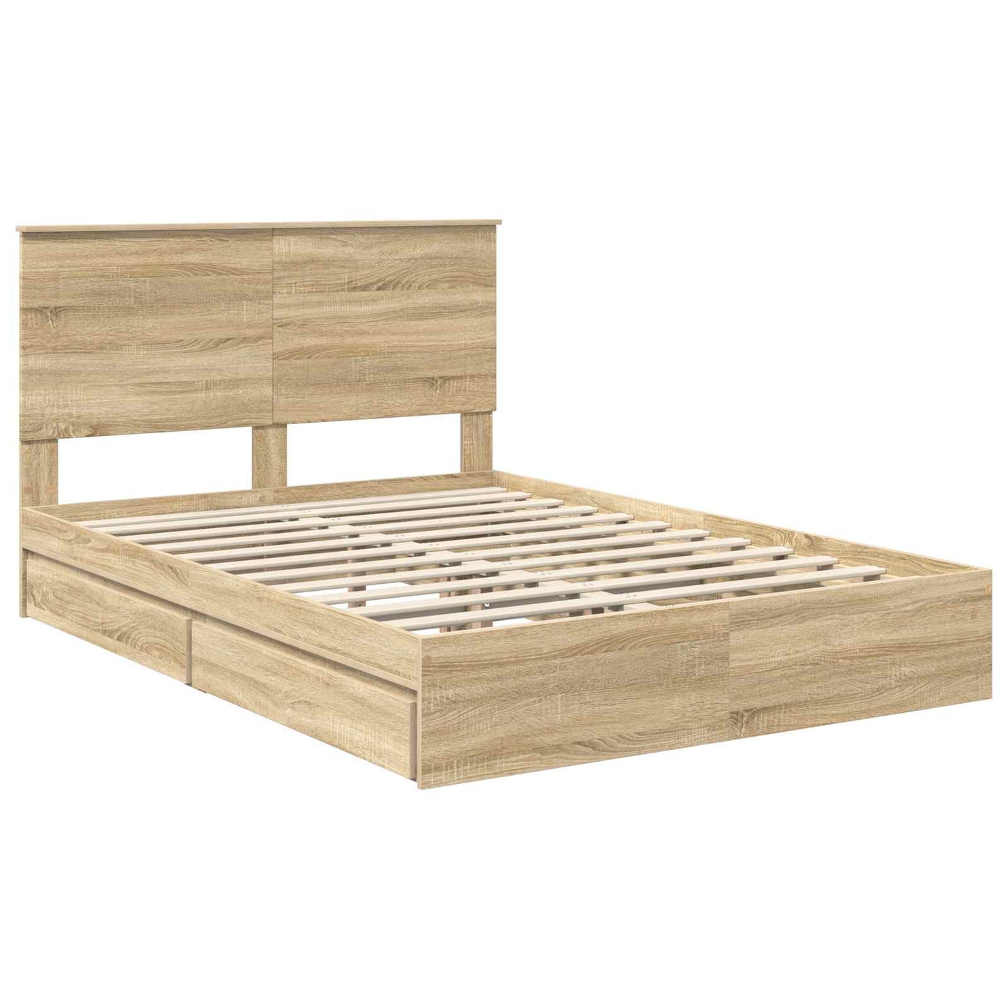 Seng med Oppbevaring Sonoma eik 140 x 200 cm Konstruert tre