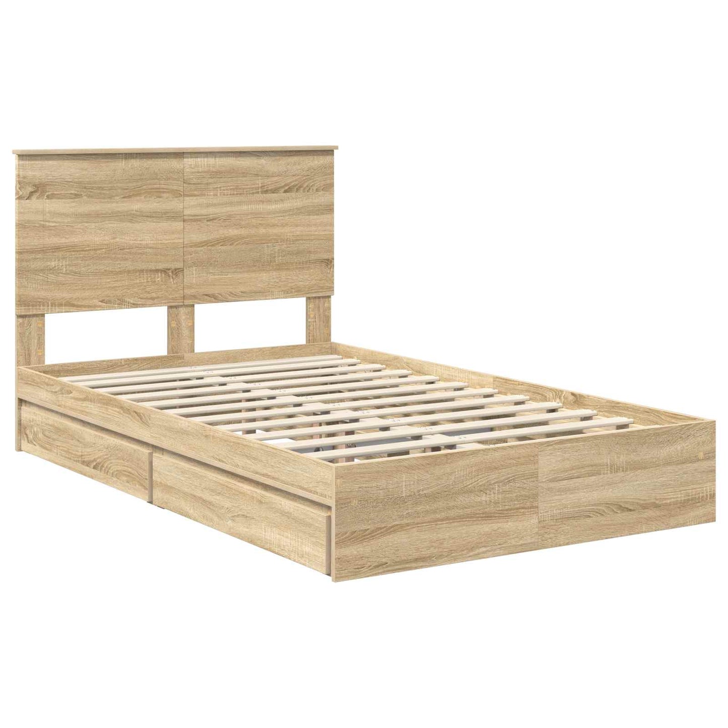 Seng med Oppbevaring Sonoma eik 135 x 190 cm Konstruert tre