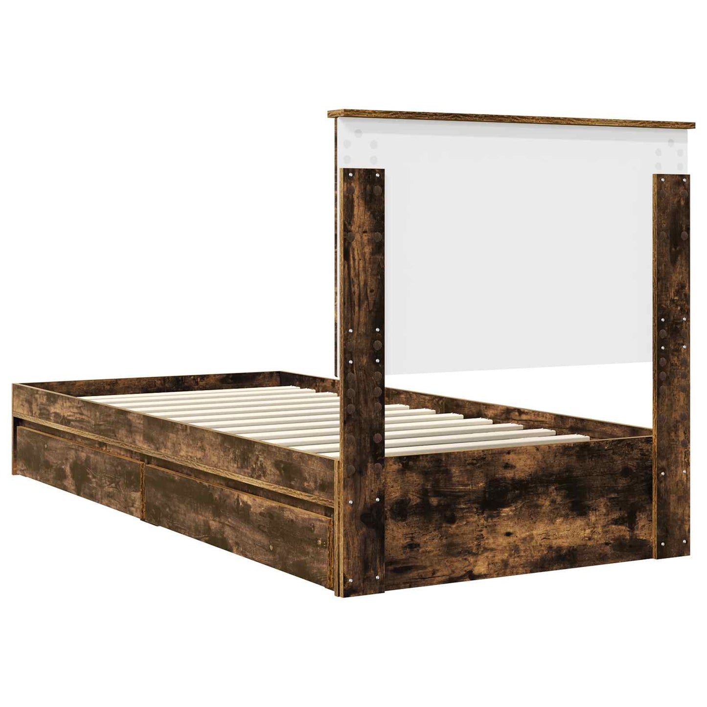 Seng med Oppbevaring Røkt eik 100 x 200 cm Konstruert tre