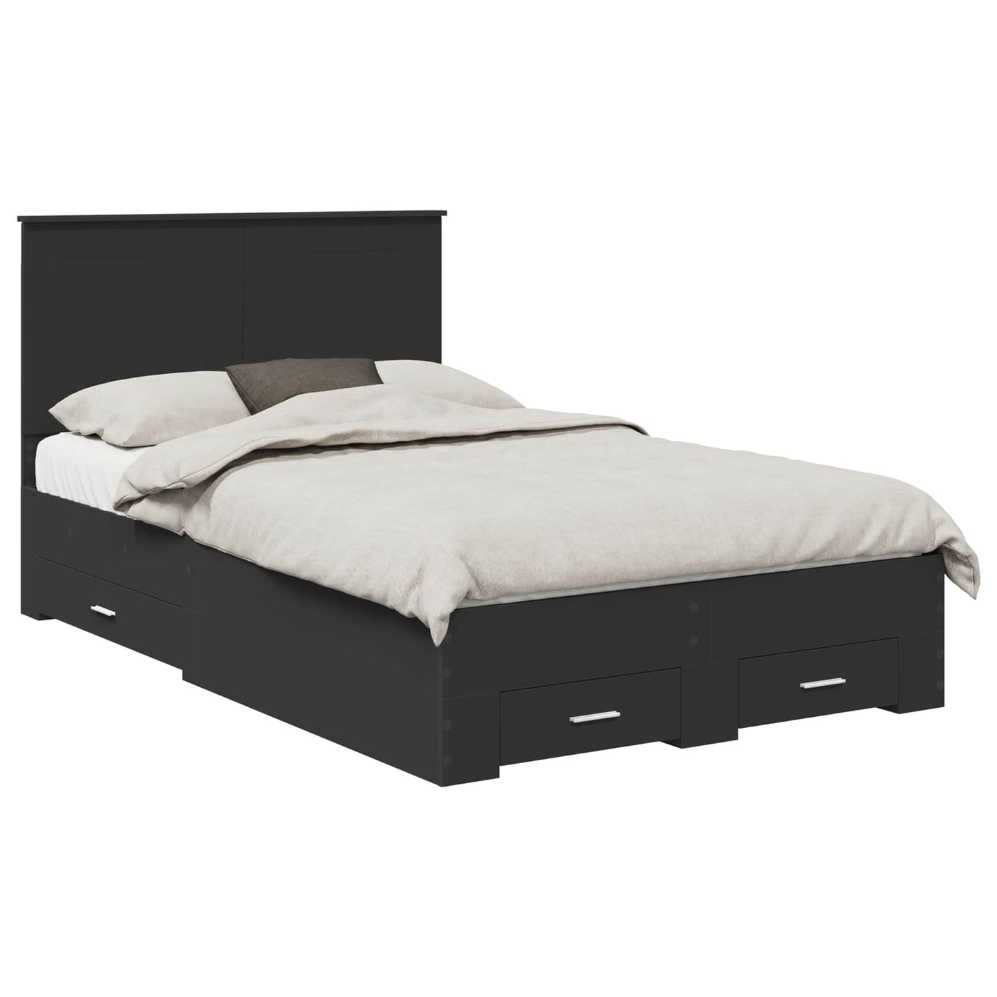 Sengestamme med hodegjerde Svart 135 x 190 cm Konstruert tre
