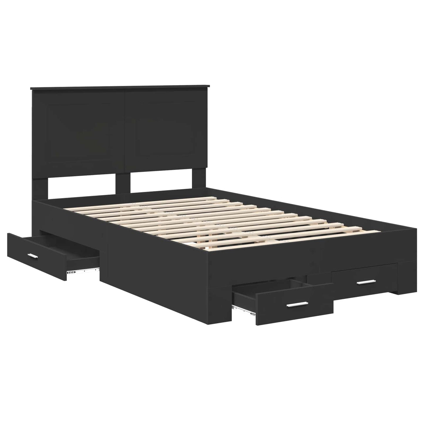 Sengestamme med hodegjerde Svart 135 x 190 cm Konstruert tre