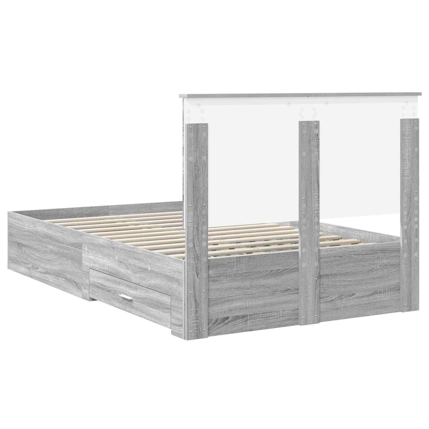 Sengestamme med skuff Grå Sonoma 135 x 190 cm Konstruert tre