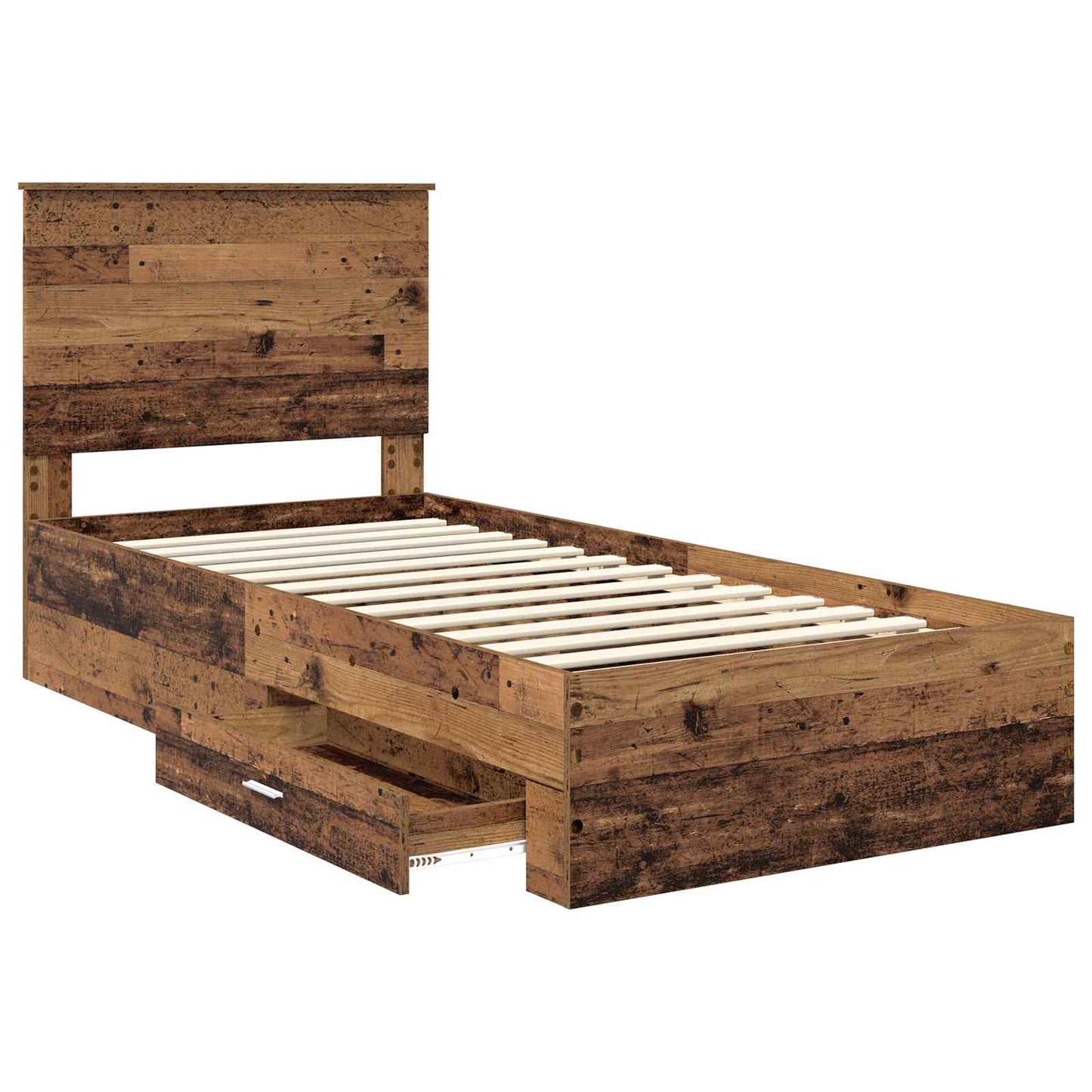 Sengestamme med skuff Gammelt tre 100 x 200 cm Konstruert tre