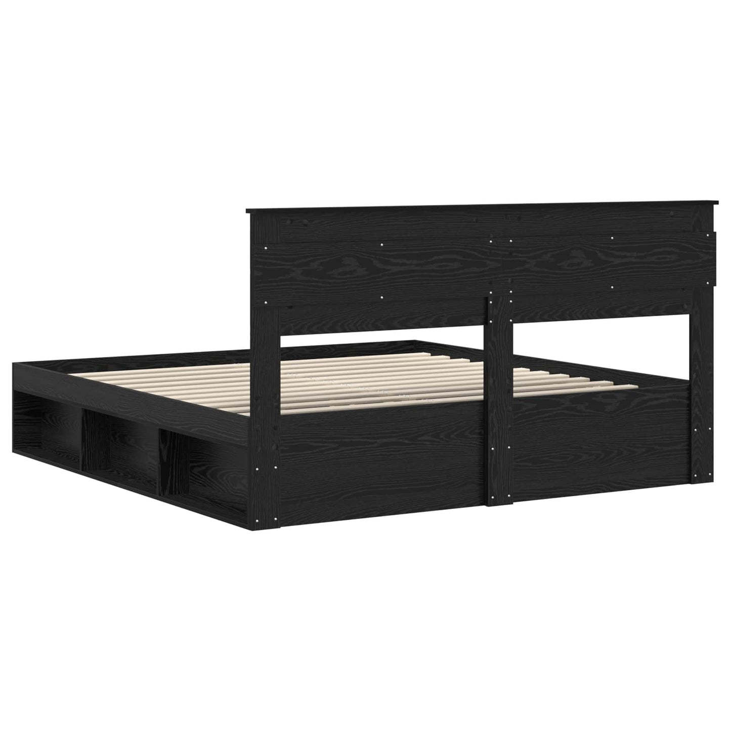 Sengestamme med hodegjerde Svart 200 x 200 cm Massiv furu