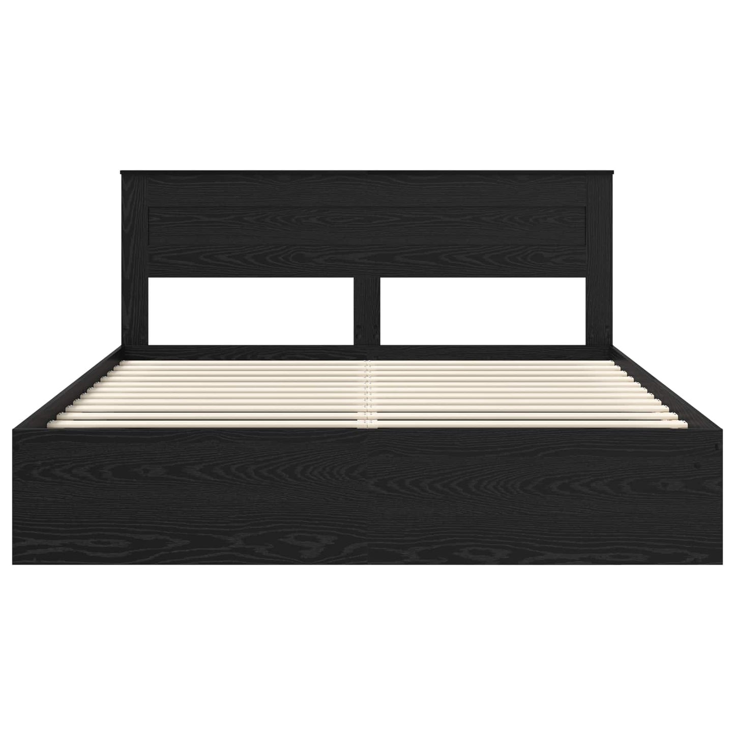 Sengestamme med hodegjerde Svart 200 x 200 cm Massiv furu