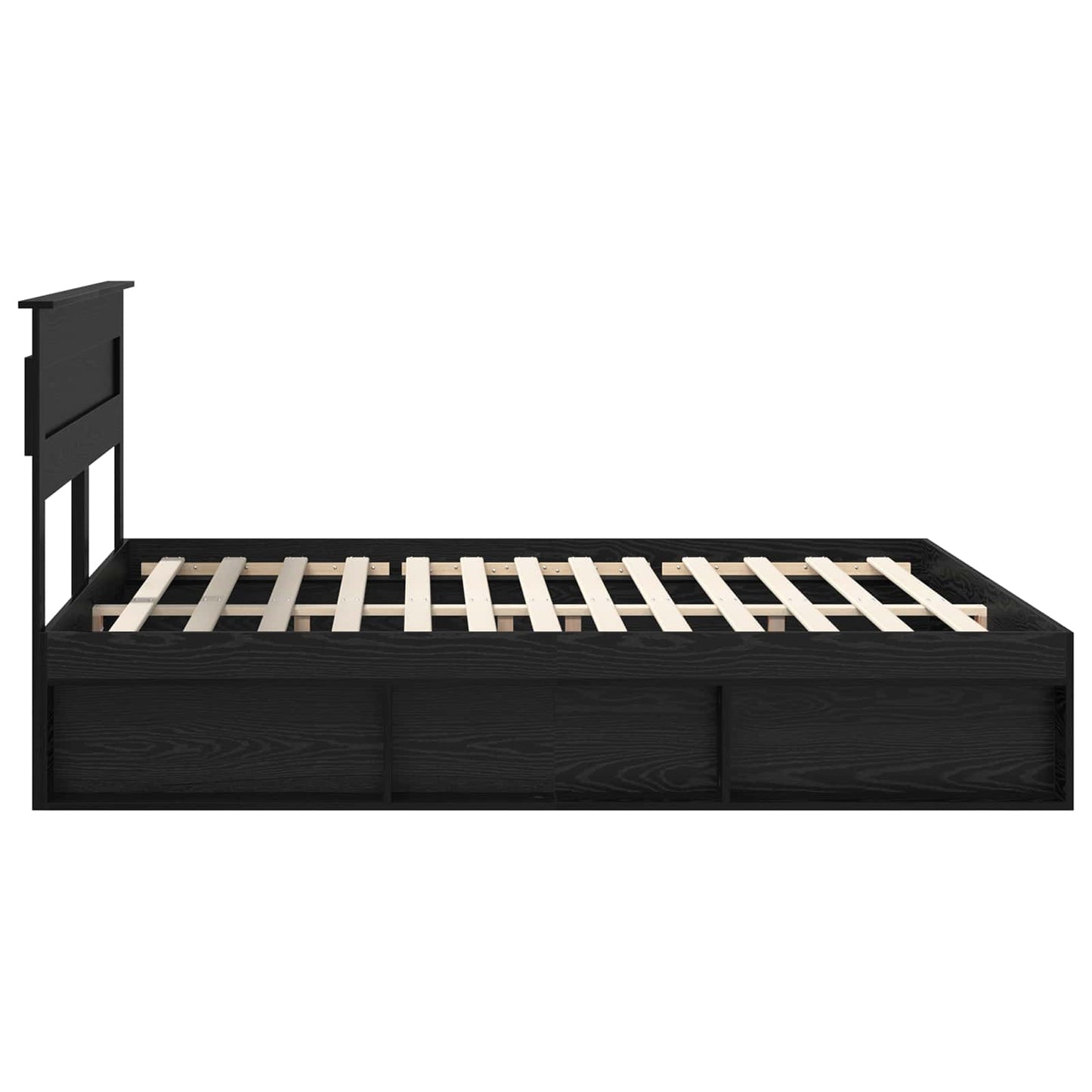 Sengestamme med hodegjerde Svart 200 x 200 cm Massiv furu