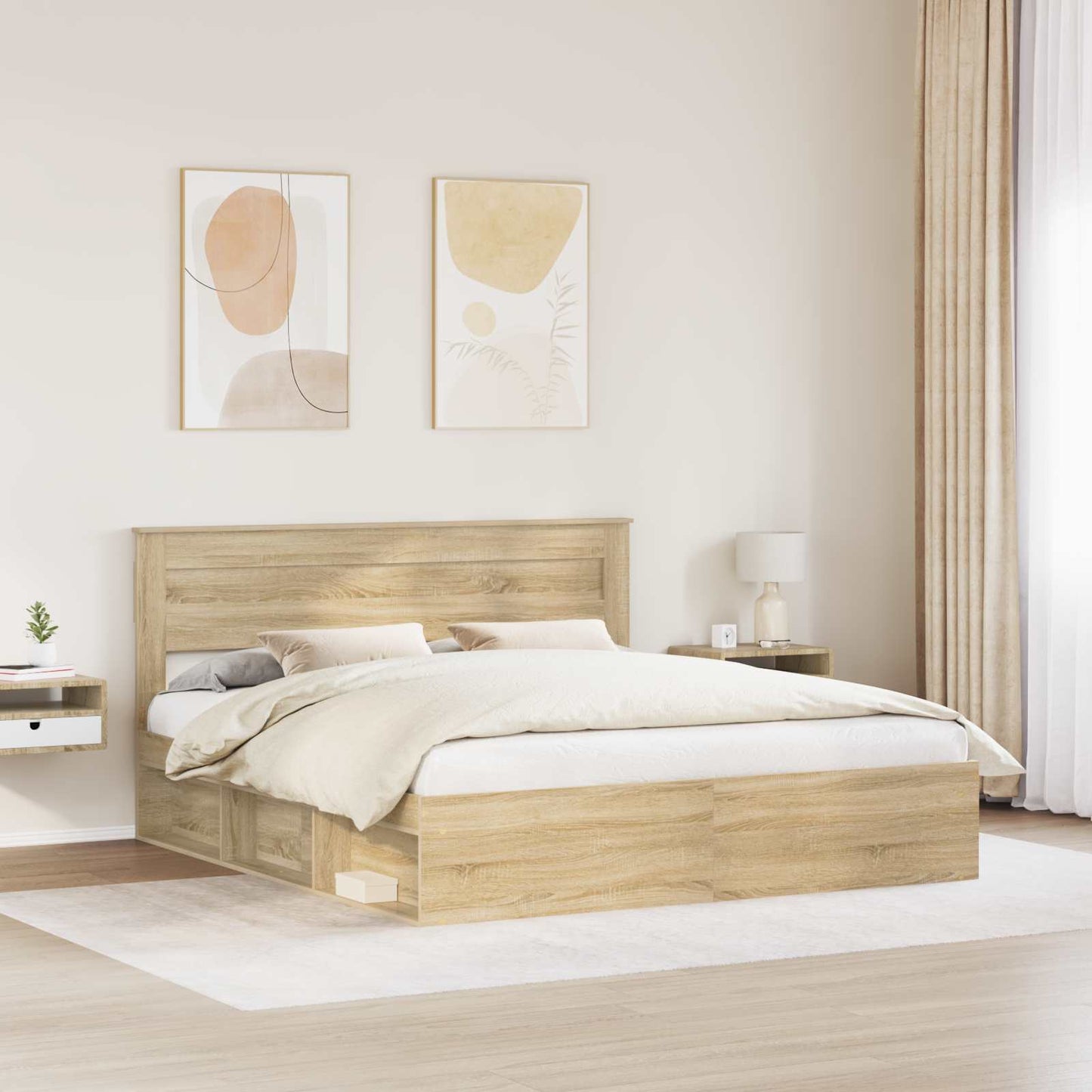 Sengestamme med hodegjerde Sonoma 200 x 200 cm Massiv furu