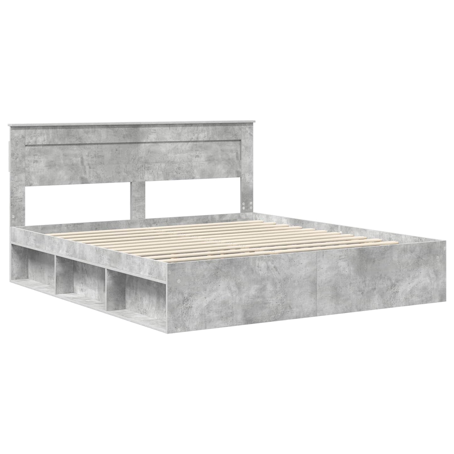 Sengestamme med hodegjerde Betong 180 x 200 cm Massiv furu