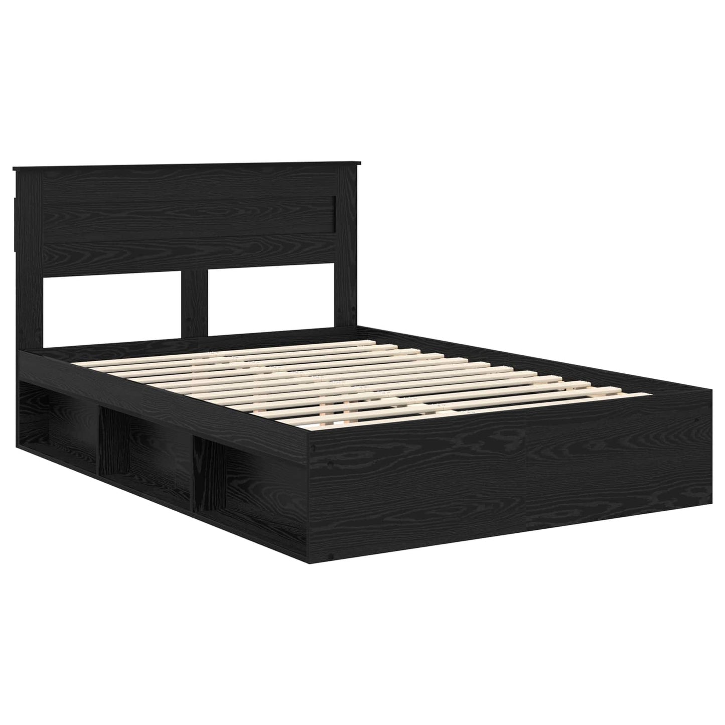 Sengestamme med hodegjerde Svart 150 x 200 cm Massiv furu