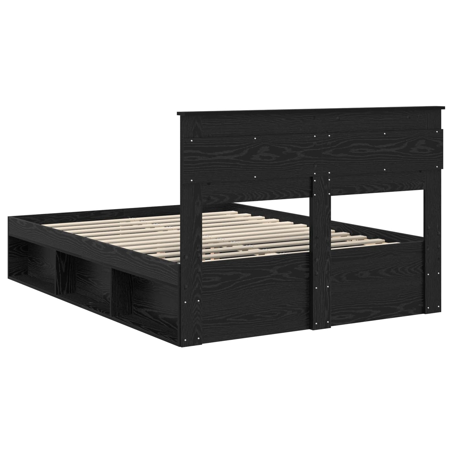 Sengestamme med hodegjerde Svart 150 x 200 cm Massiv furu