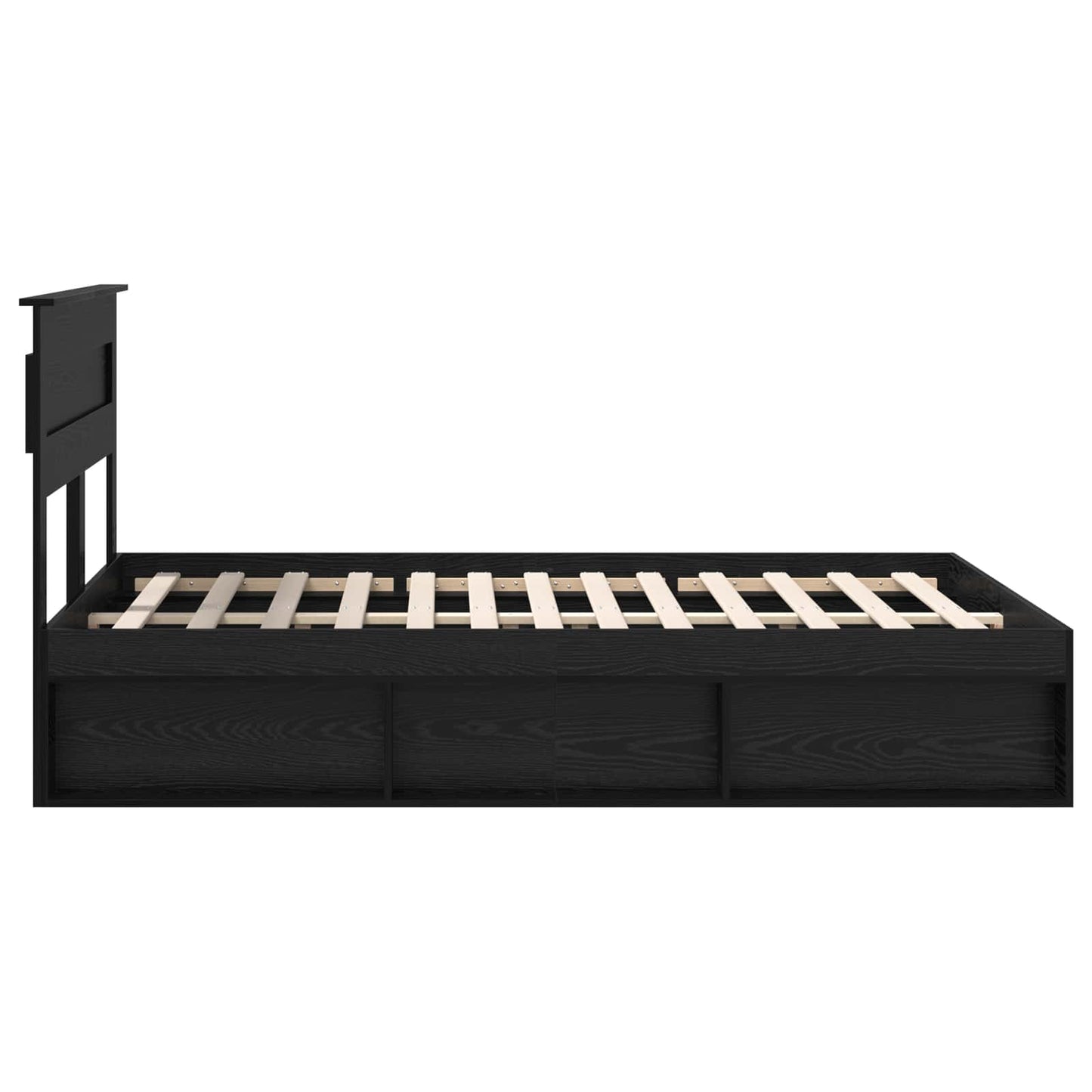 Sengestamme med hodegjerde Svart 150 x 200 cm Massiv furu
