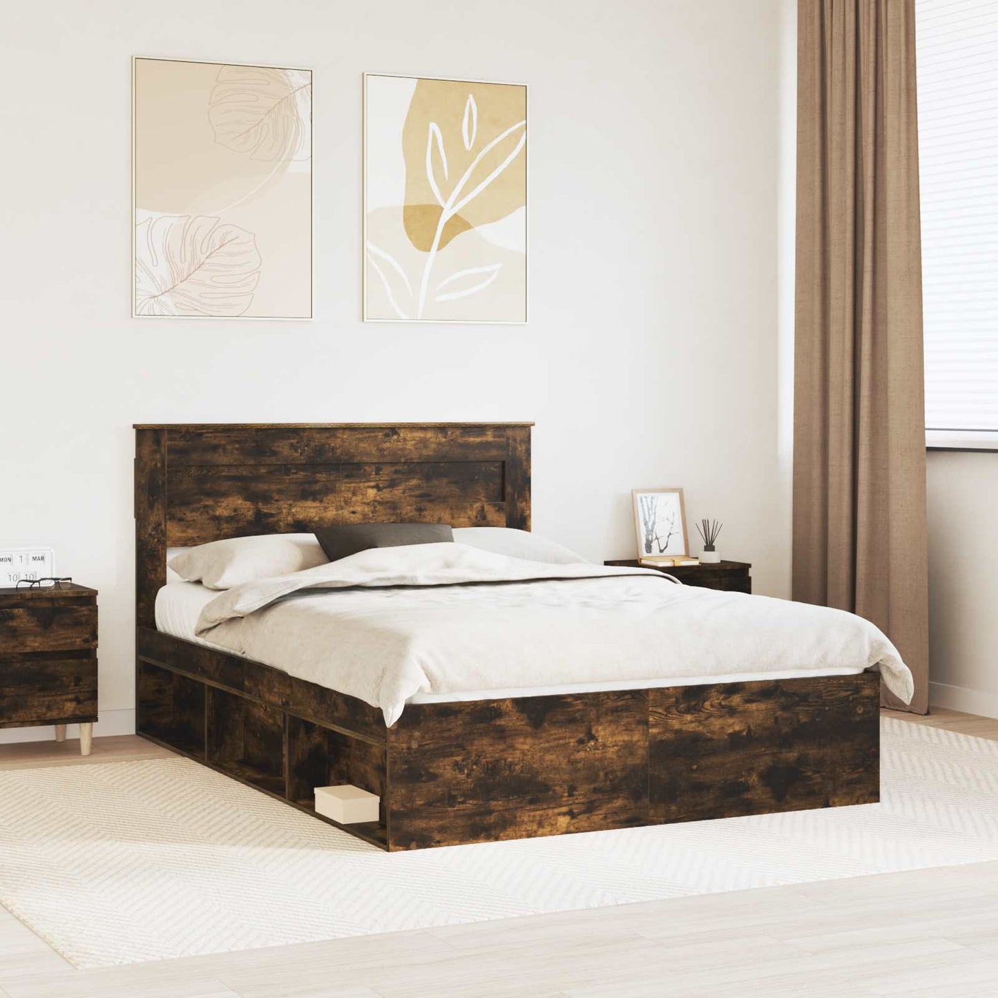 Sengestamme Ensfarget Røkt eik 150 x 200 cm Massiv furu