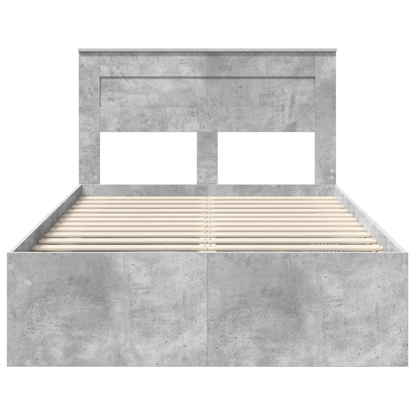 Sengestamme med hodegjerde Betonggrå 135 x 190 cm Massiv furu