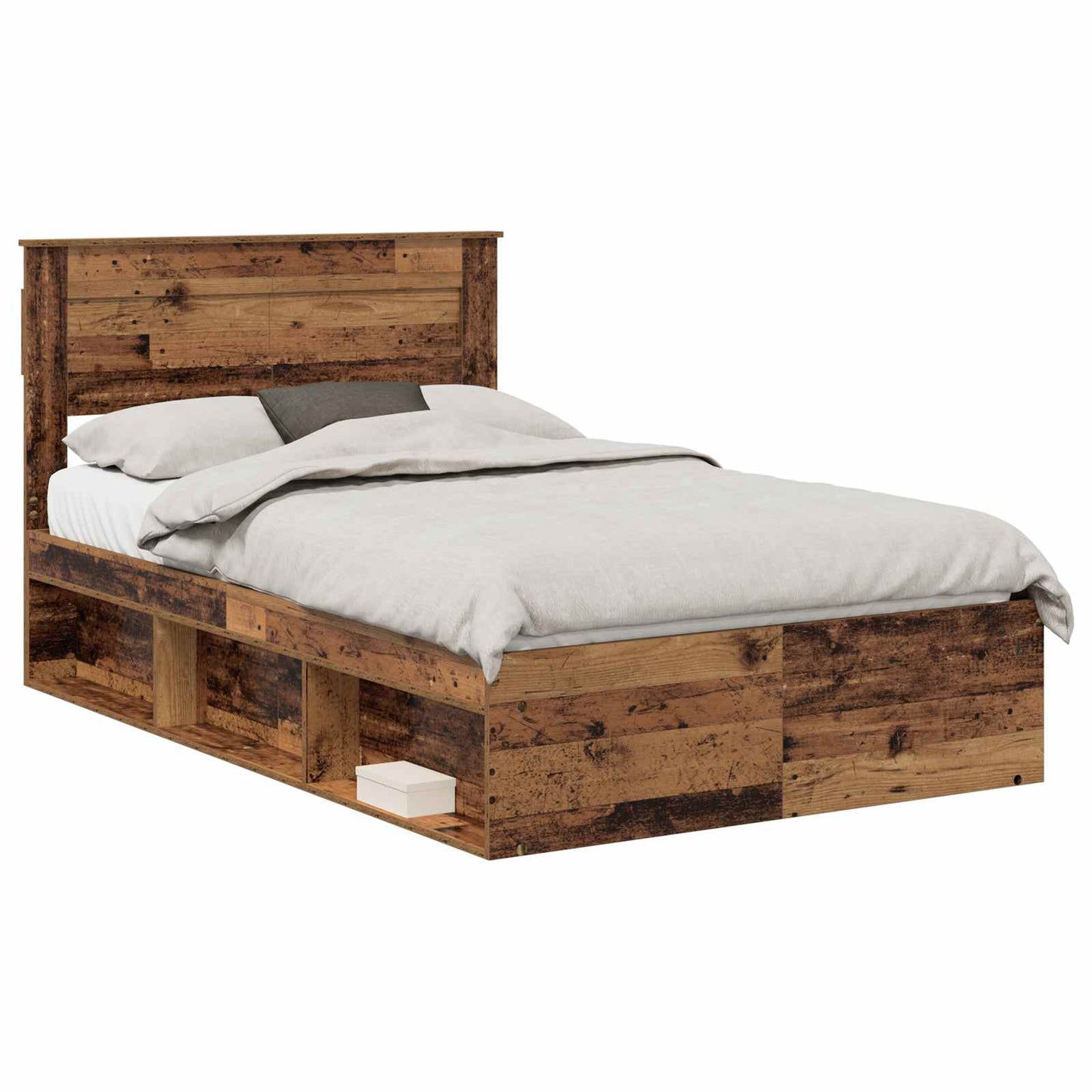 Sengestamme med hodegjerde Gammelt tre 135 x 190 cm Massiv furu