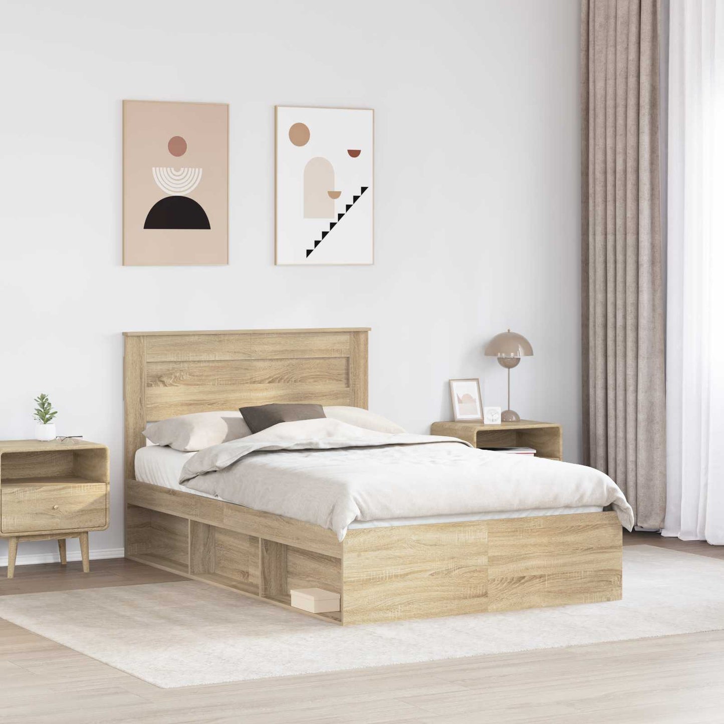 Sengestamme med hodegjerde Sonoma 120 x 190 cm Massiv furu