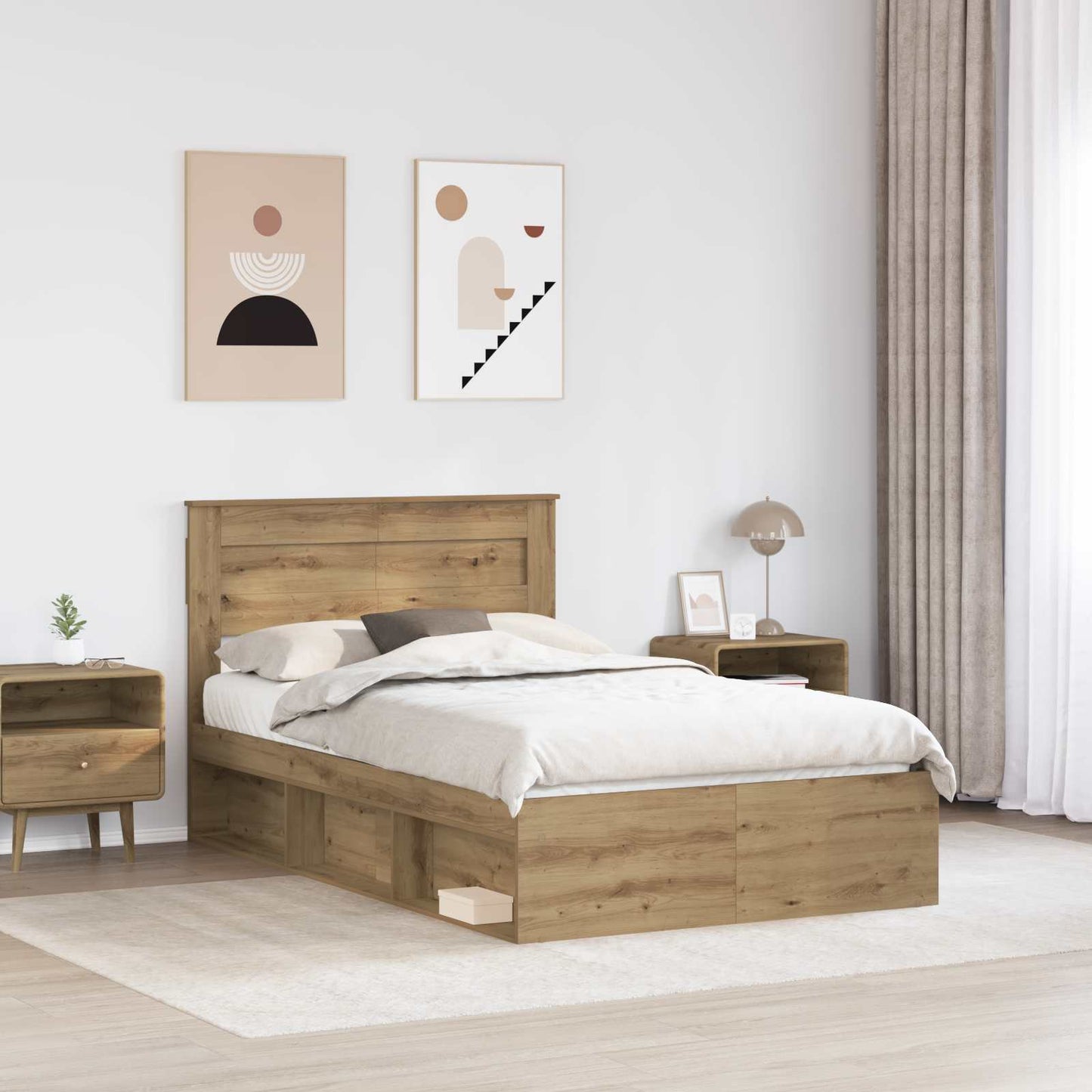 Sengestamme Kunstnerisk Eik 120 x 190 cm Massiv furu