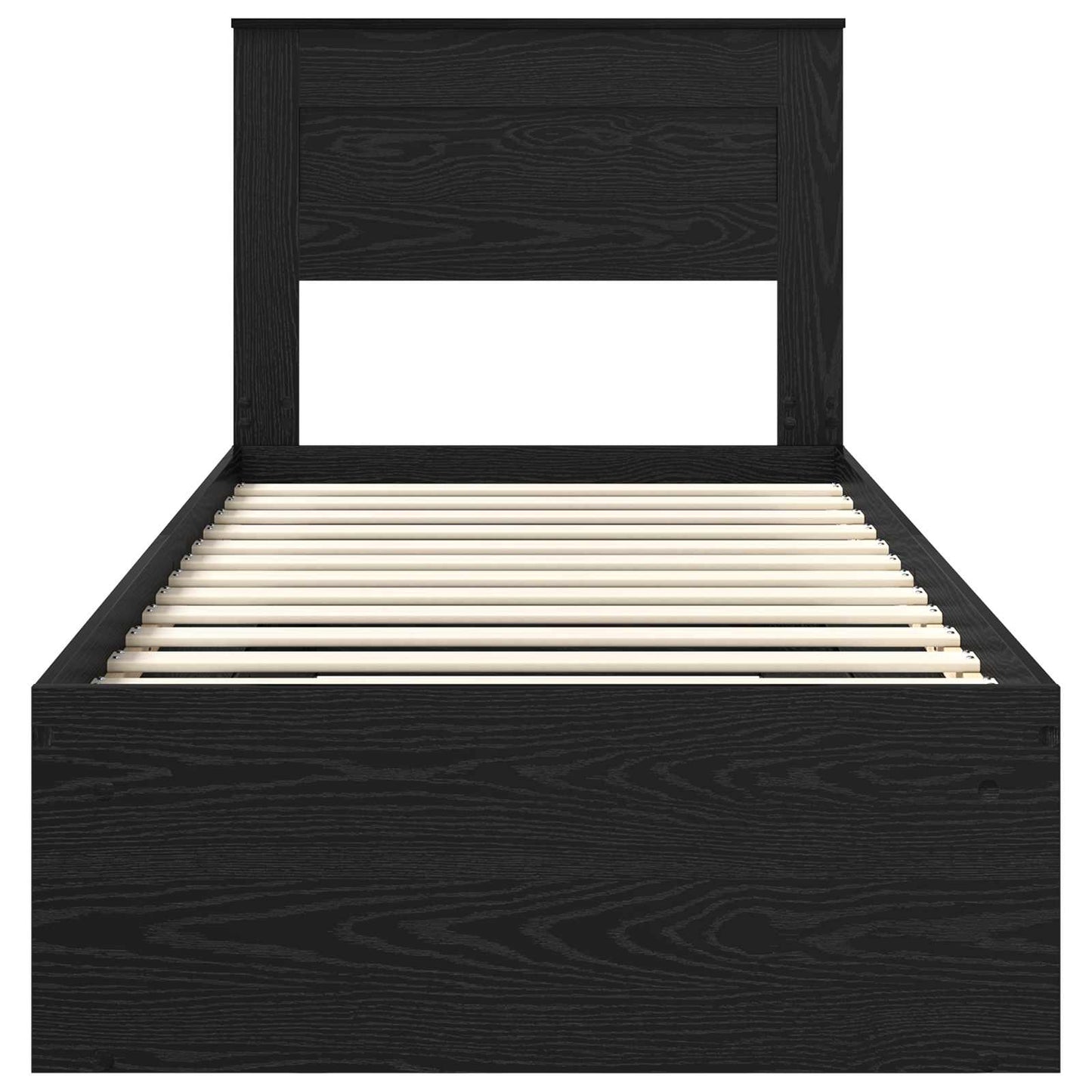 Sengestamme med hodegjerde Svart 100 x 200 cm Massiv furu