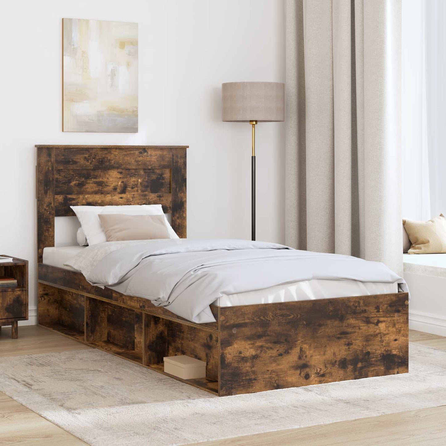 Sengestamme Ensfarget Røkt eik 100 x 200 cm Massiv furu