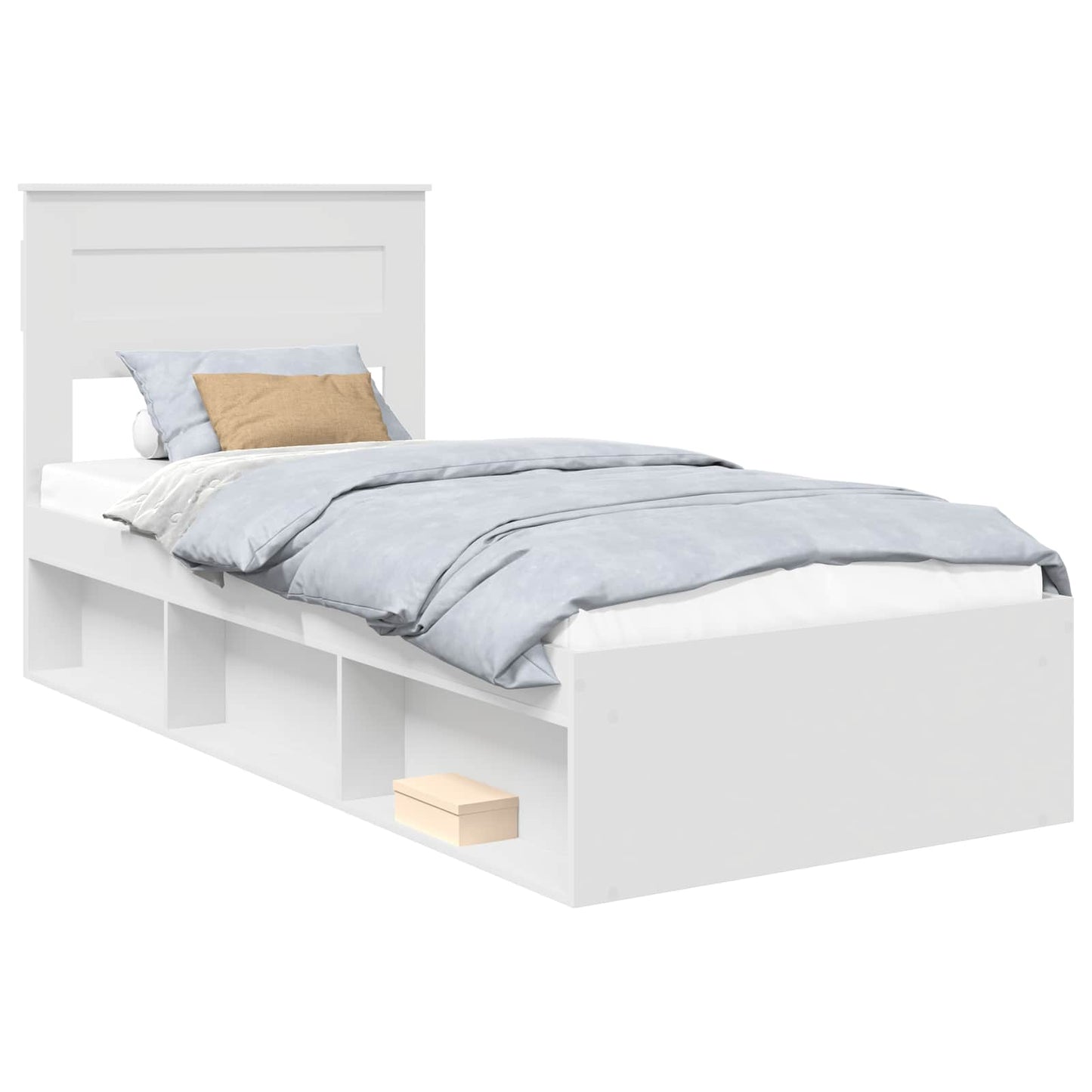 Sengestamme med hodegjerde Hvit 75 x 190 cm Massiv furu