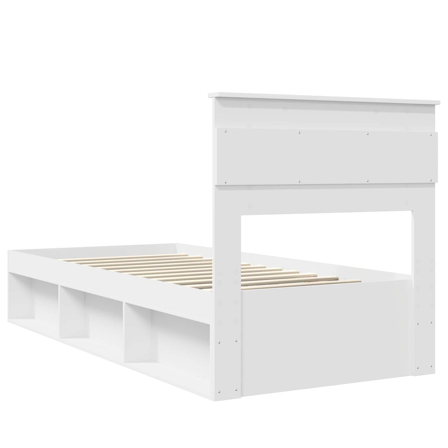 Sengestamme med hodegjerde Hvit 75 x 190 cm Massiv furu