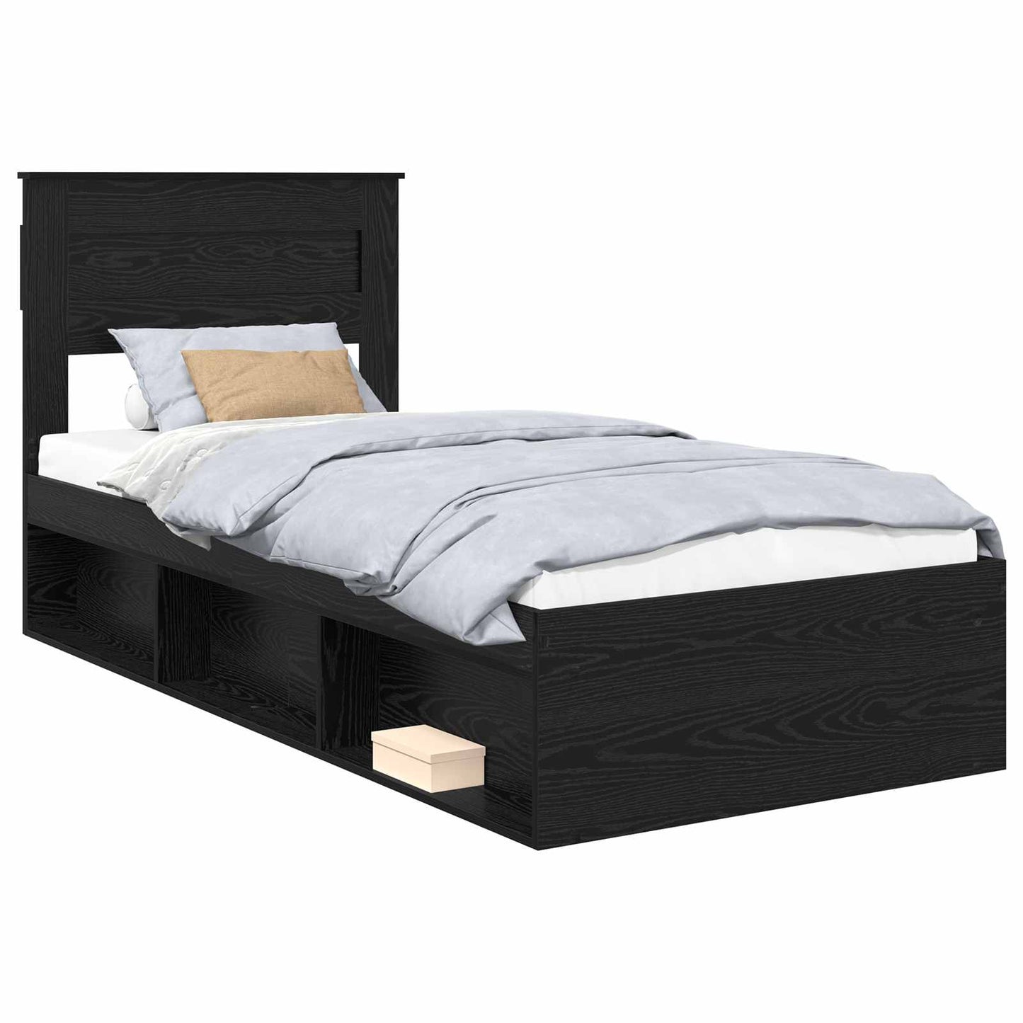 Sengestamme med hodegjerde Svart 75 x 190 cm Massiv furu