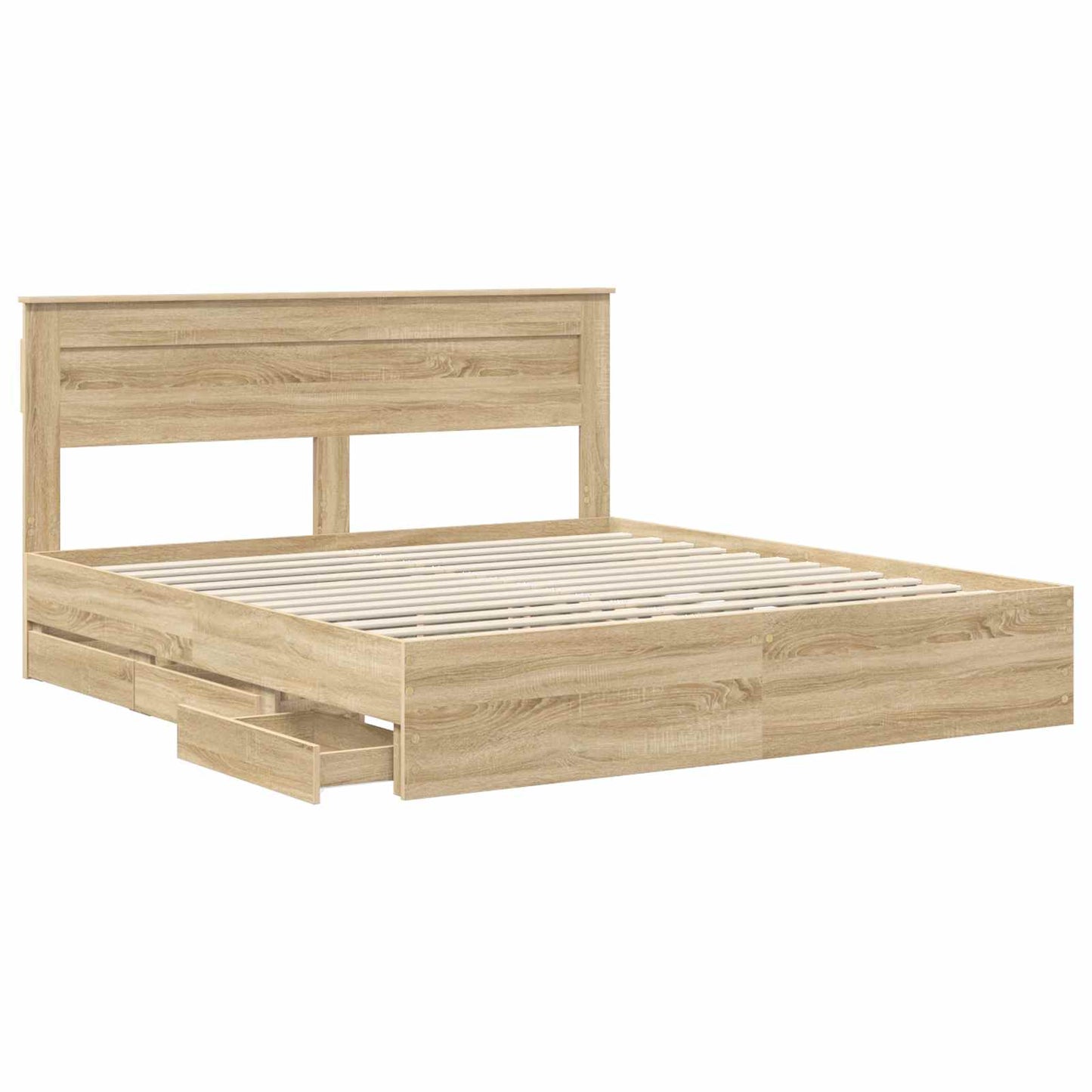Sengestamme med skuff Sonoma eik 200 x 200 cm Ingeniørtre