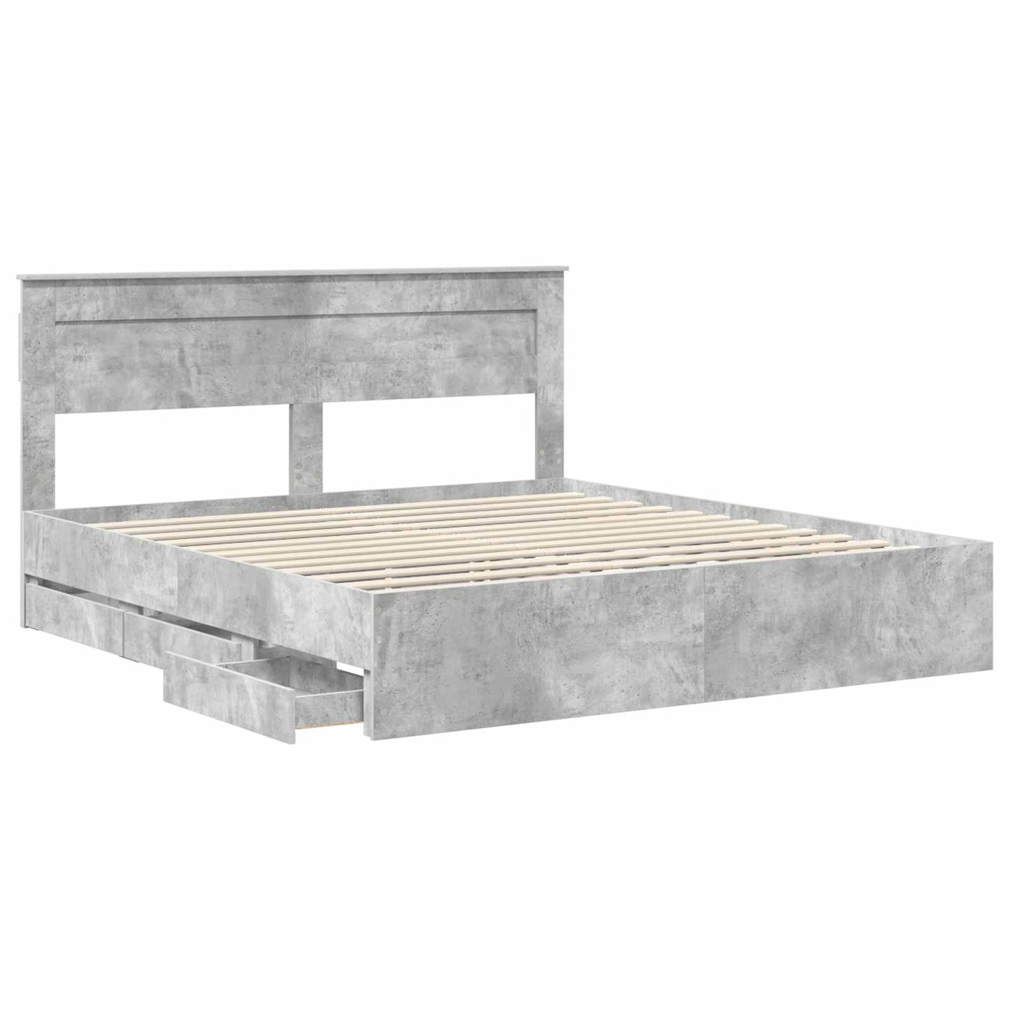 Sengestamme med skuff Betonggrå 200 x 200 cm Ingeniørtre