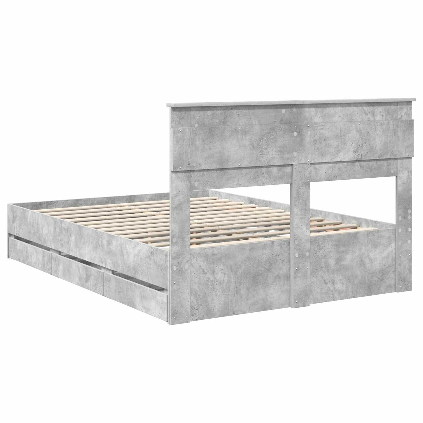 Sengestamme med skuff Betonggrå 140 x 190 cm Ingeniørtre
