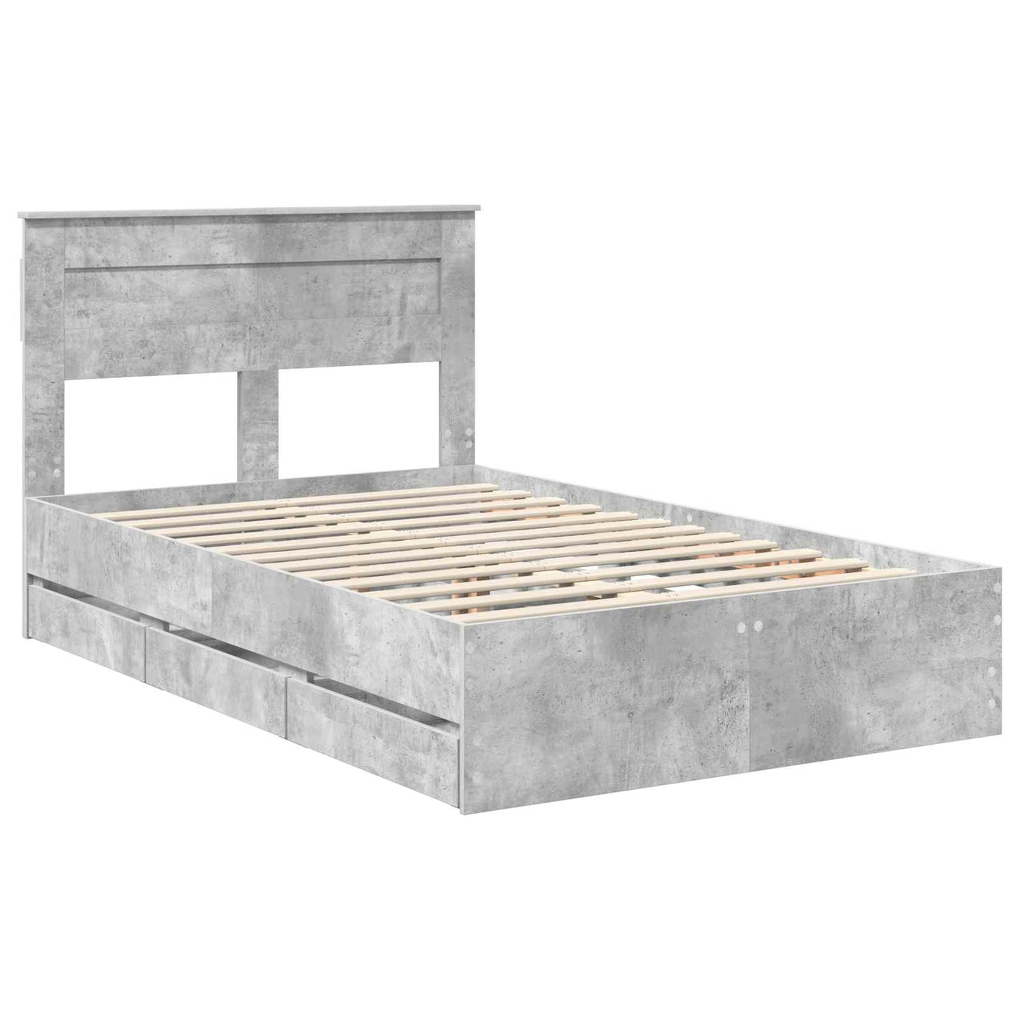 Sengestamme med skuff Betonggrå 135 x 190 cm Ingeniørtre