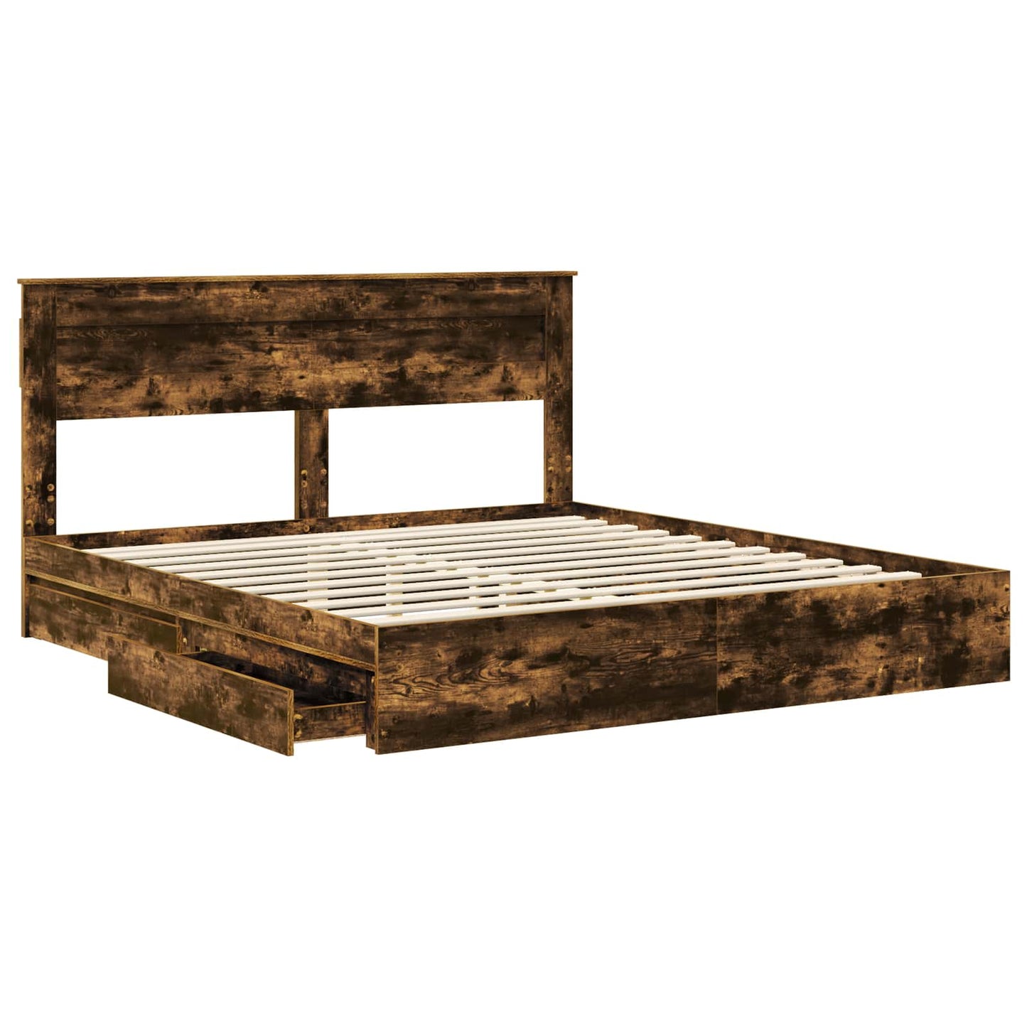 Seng med Oppbevaring Røkt eik 180 x 200 cm Konstruert tre vidaXL