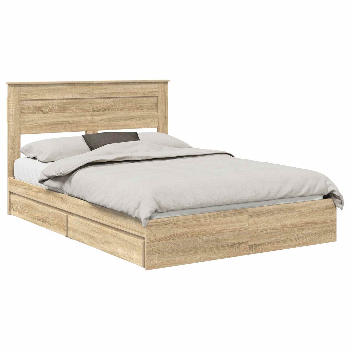 Seng med Oppbevaring Sonoma eik 160 x 200 cm Konstruert tre