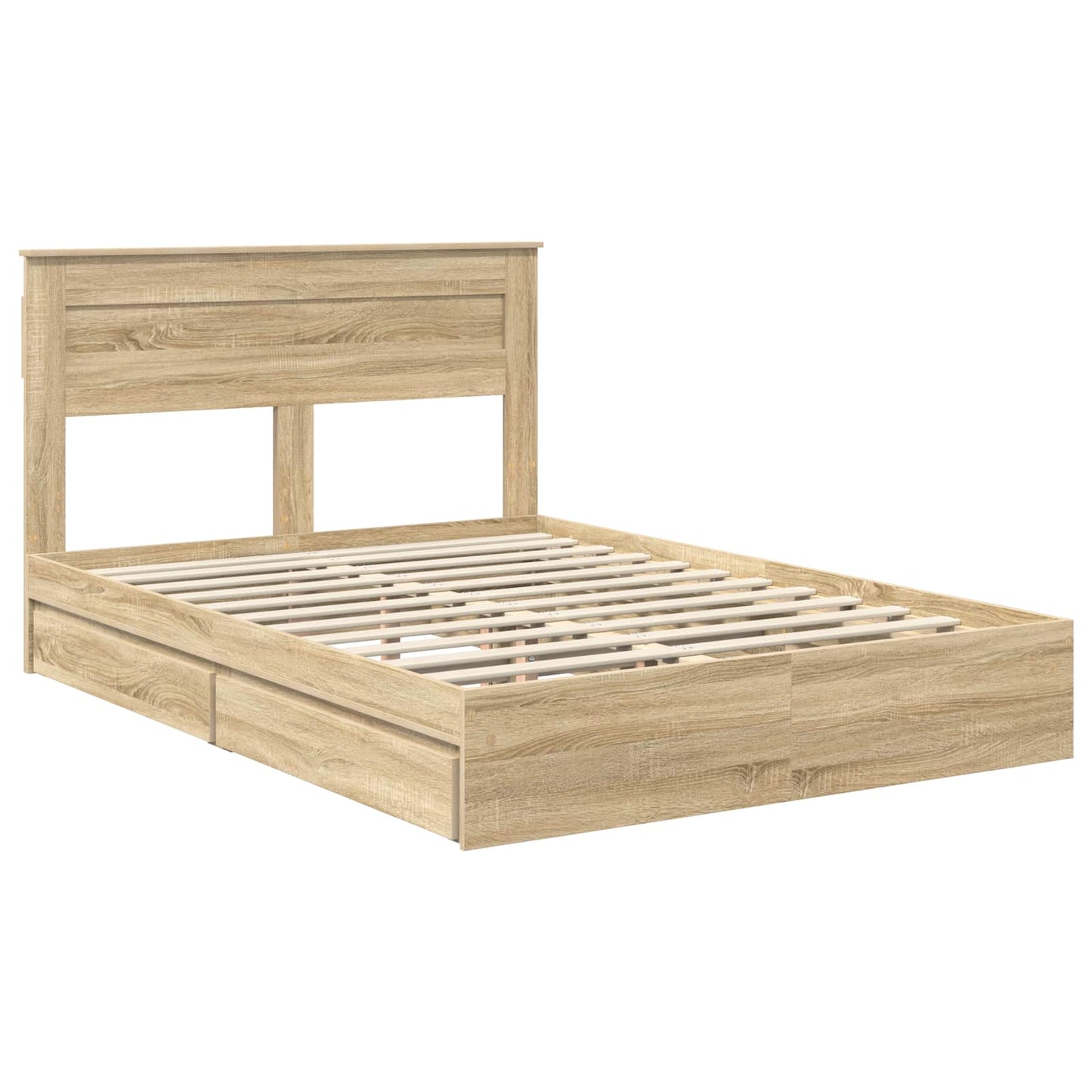Seng med Oppbevaring Sonoma eik 160 x 200 cm Konstruert tre