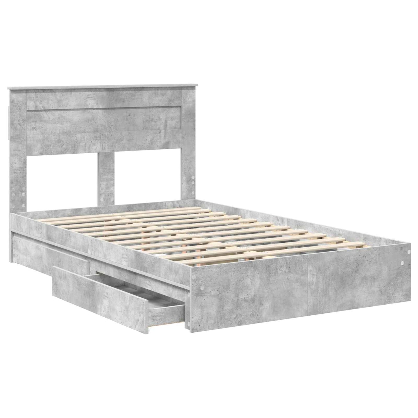 Seng med Oppbevaring Betonggrå 135 x 190 cm Konstruert tre