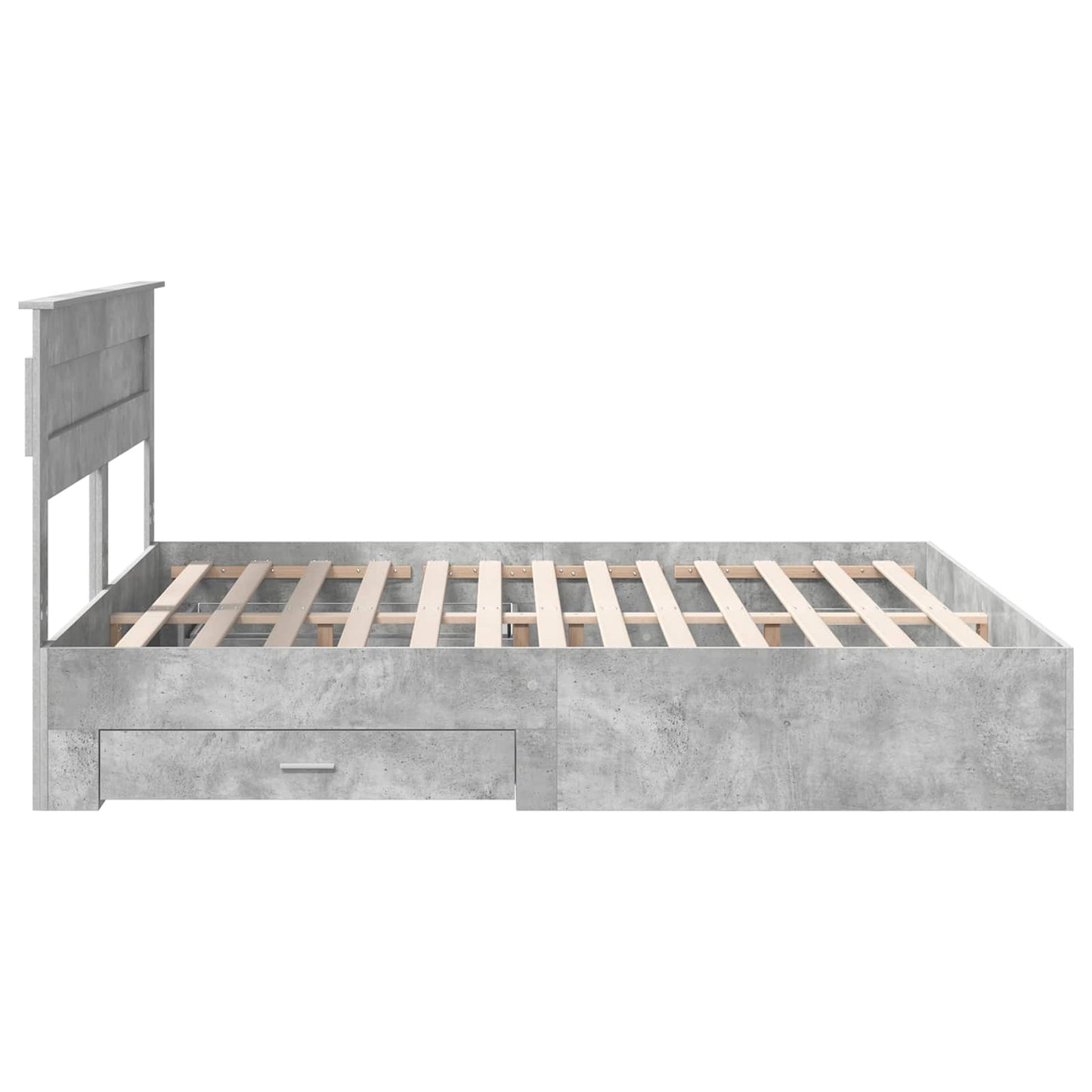 Sengestamme med skuff Betonggrå 180 x 200 cm Konstruert tre