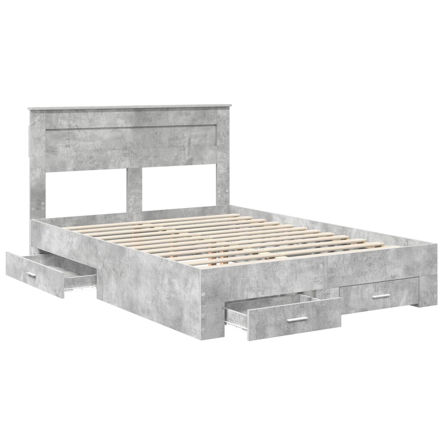 Sengestamme med skuff Betonggrå 160 x 200 cm Konstruert tre