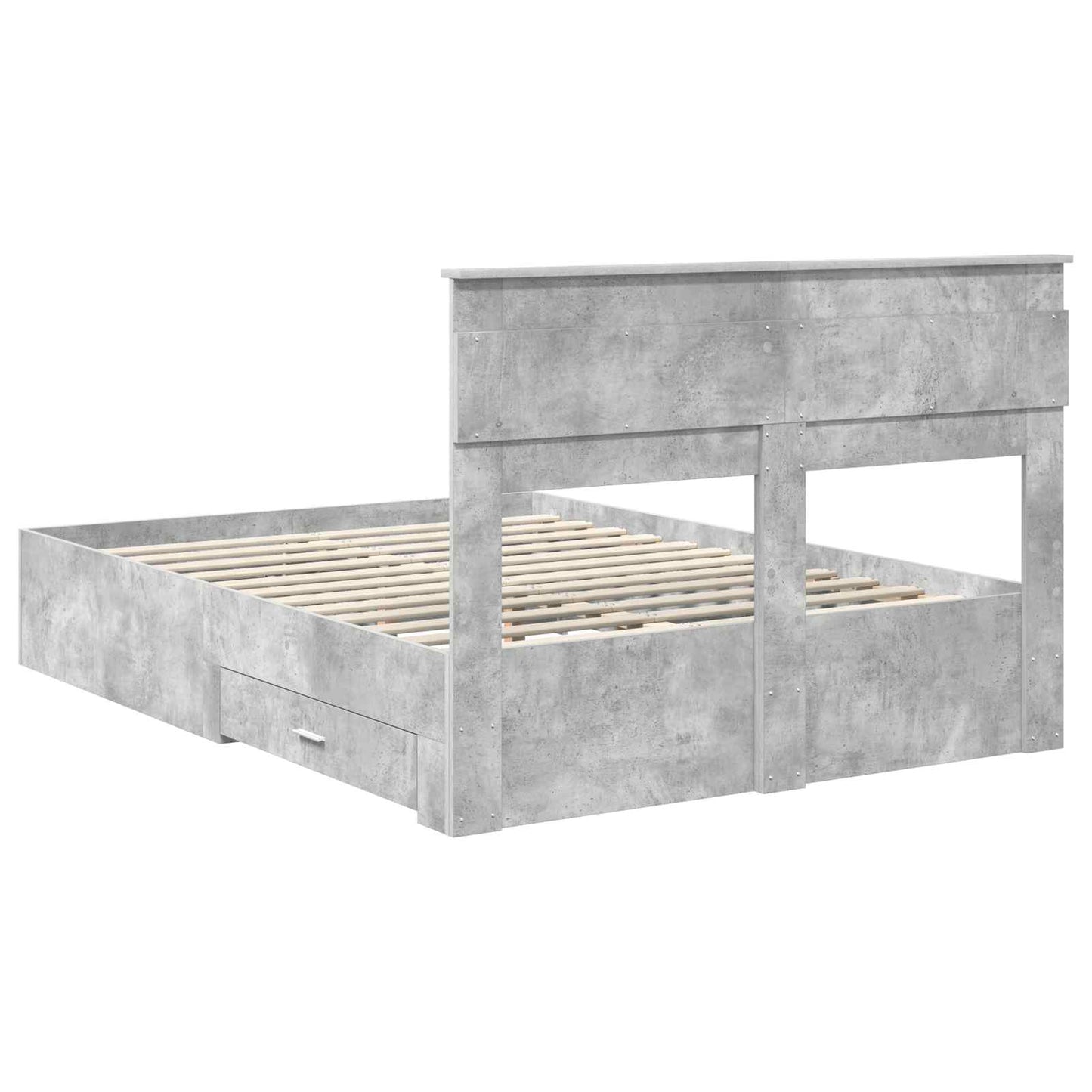 Sengestamme med skuff Betonggrå 160 x 200 cm Konstruert tre