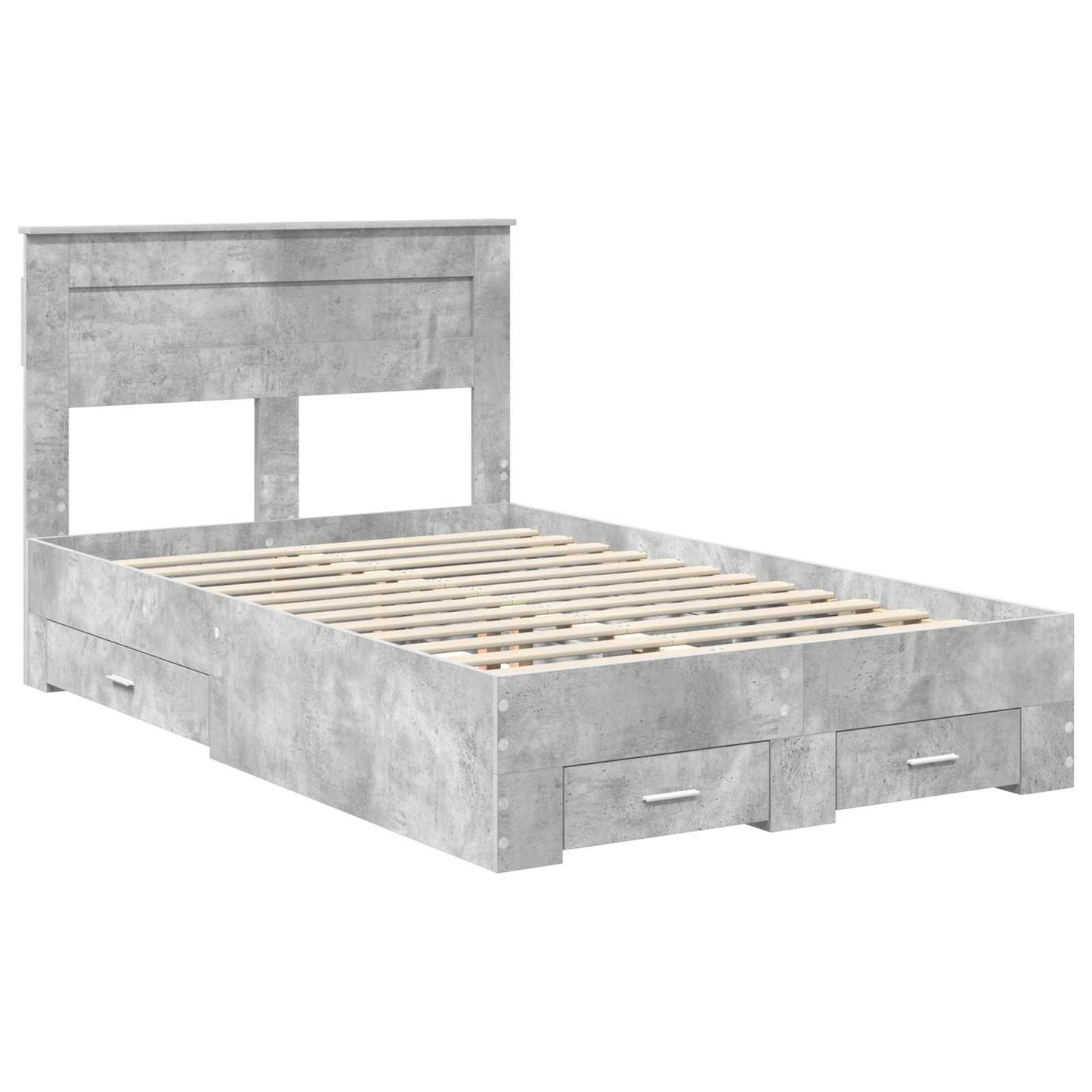 Sengestamme med skuff Betonggrå 135 x 190 cm Konstruert tre