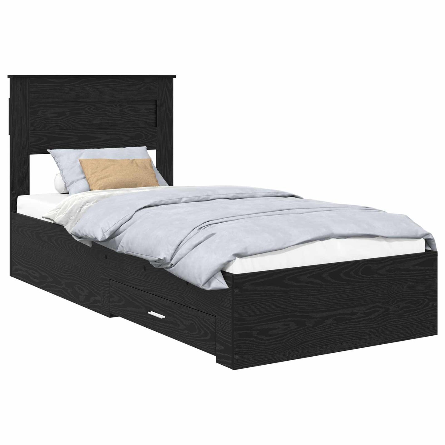 Sengestamme med hodegjerde Svart Eik 90 x 190 cm Konstruert tre