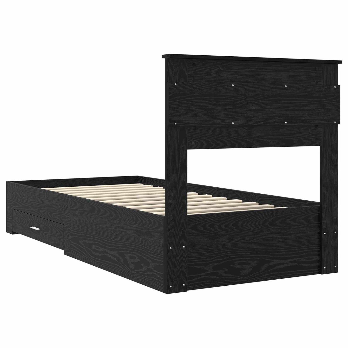 Sengestamme med hodegjerde Svart Eik 90 x 190 cm Konstruert tre