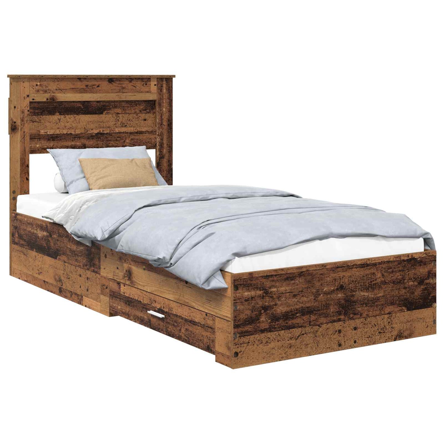 Sengestamme med skuff Gammelt tre 90 x 190 cm Konstruert tre