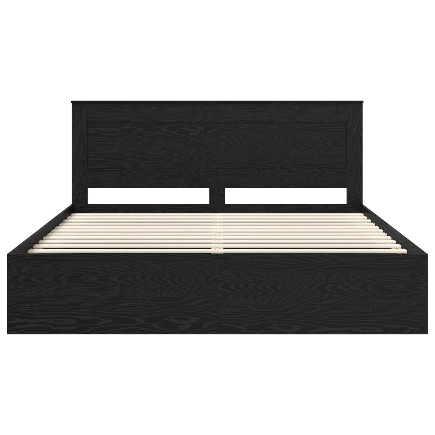 Sengestamme med hodegjerde Svart 200 x 200 cm Massiv furu