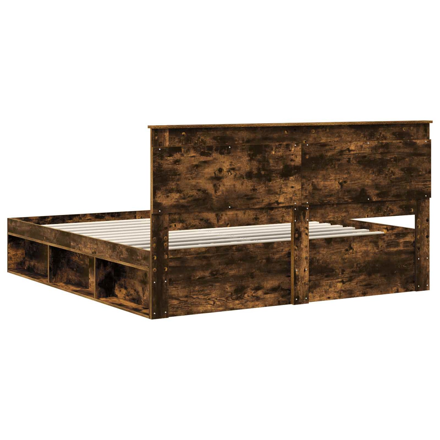 Sengestamme med hodegjerde Røkt eik 200 x 200 cm Massiv furu