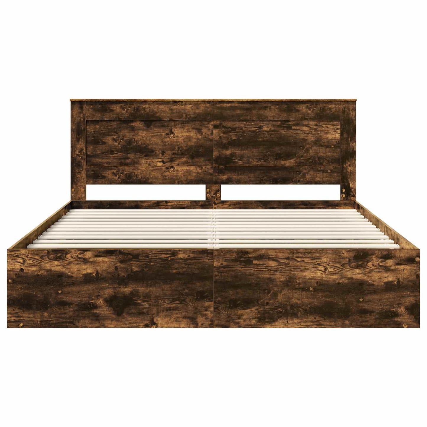 Sengestamme med hodegjerde Røkt eik 200 x 200 cm Massiv furu