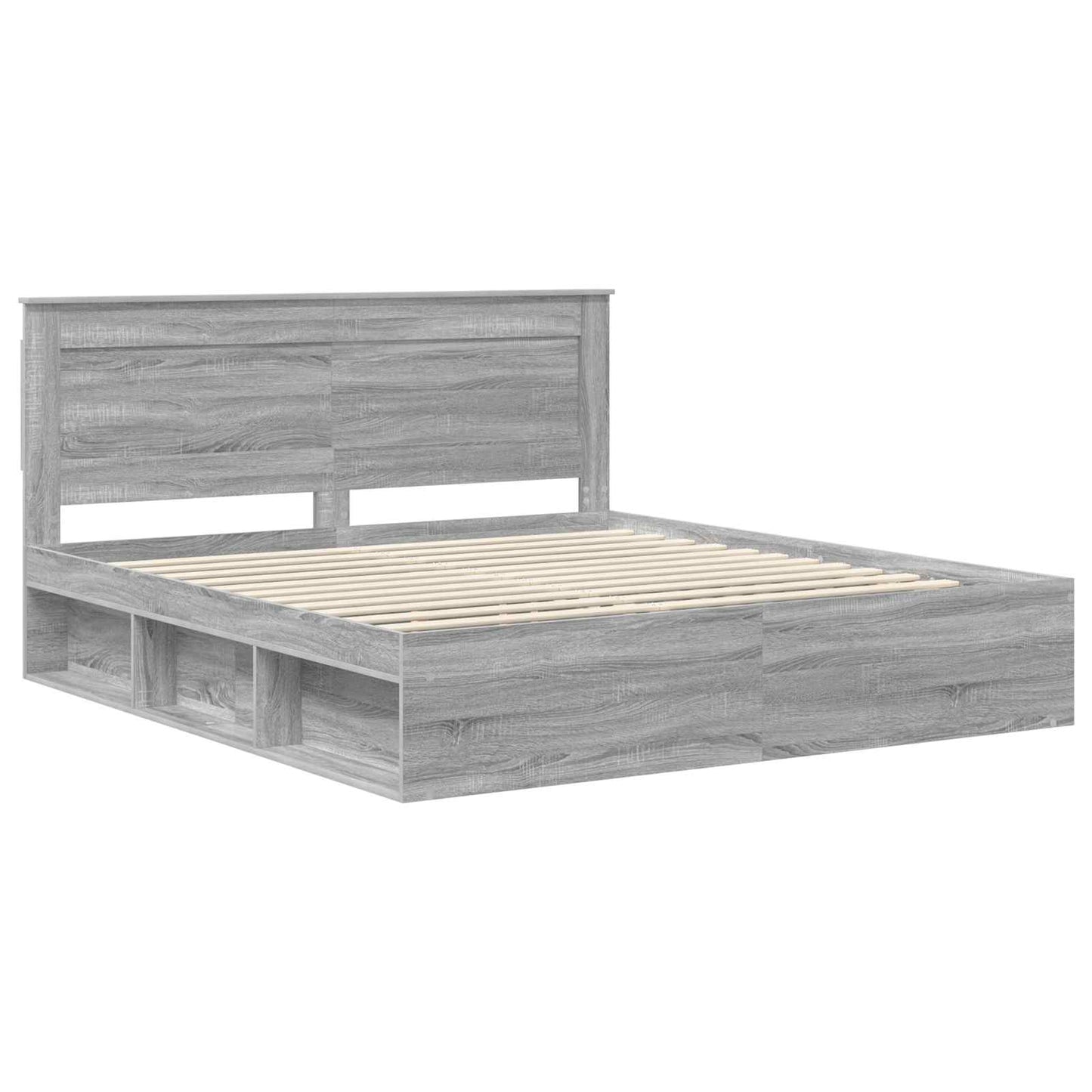 Sengestamme med hodegjerde Grå Sonoma 200 x 200 cm Massiv furu