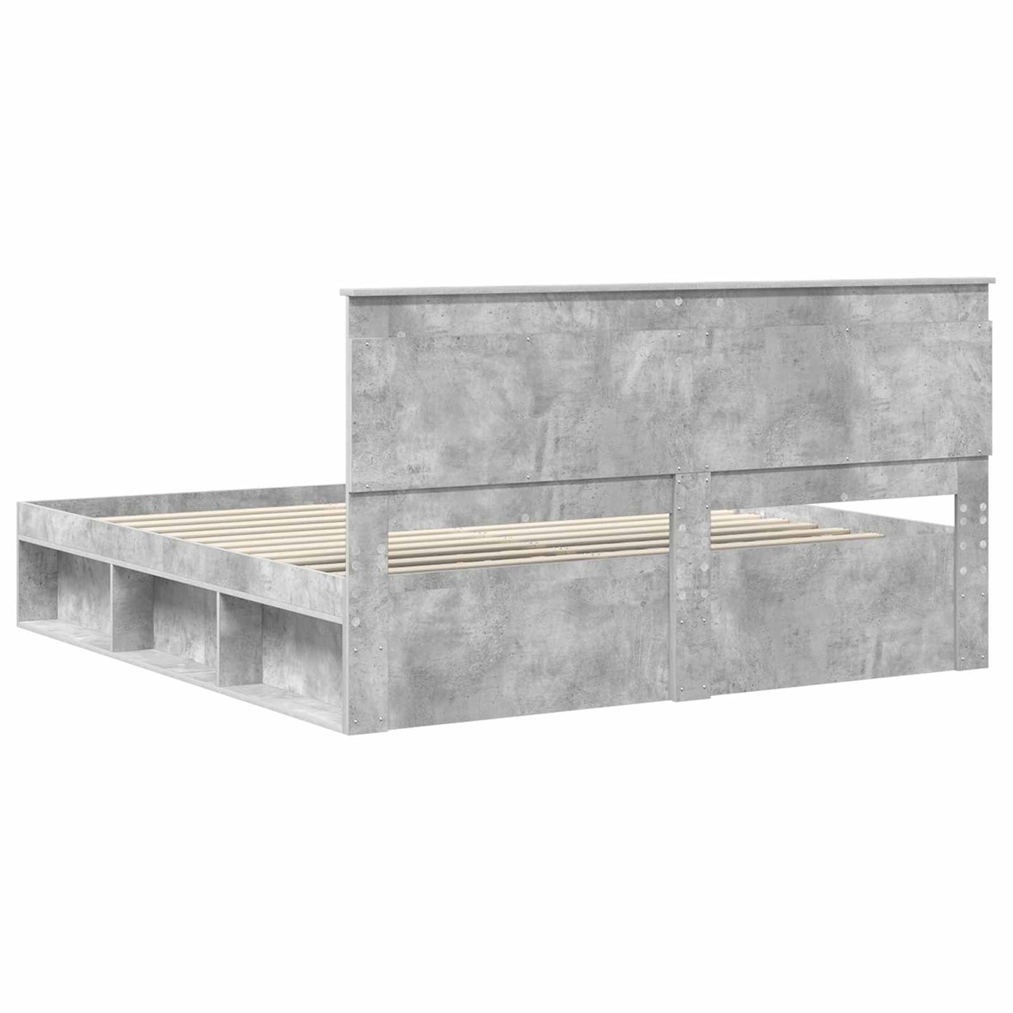 Sengestamme med hodegjerde Betong 180 x 200 cm Massiv furu