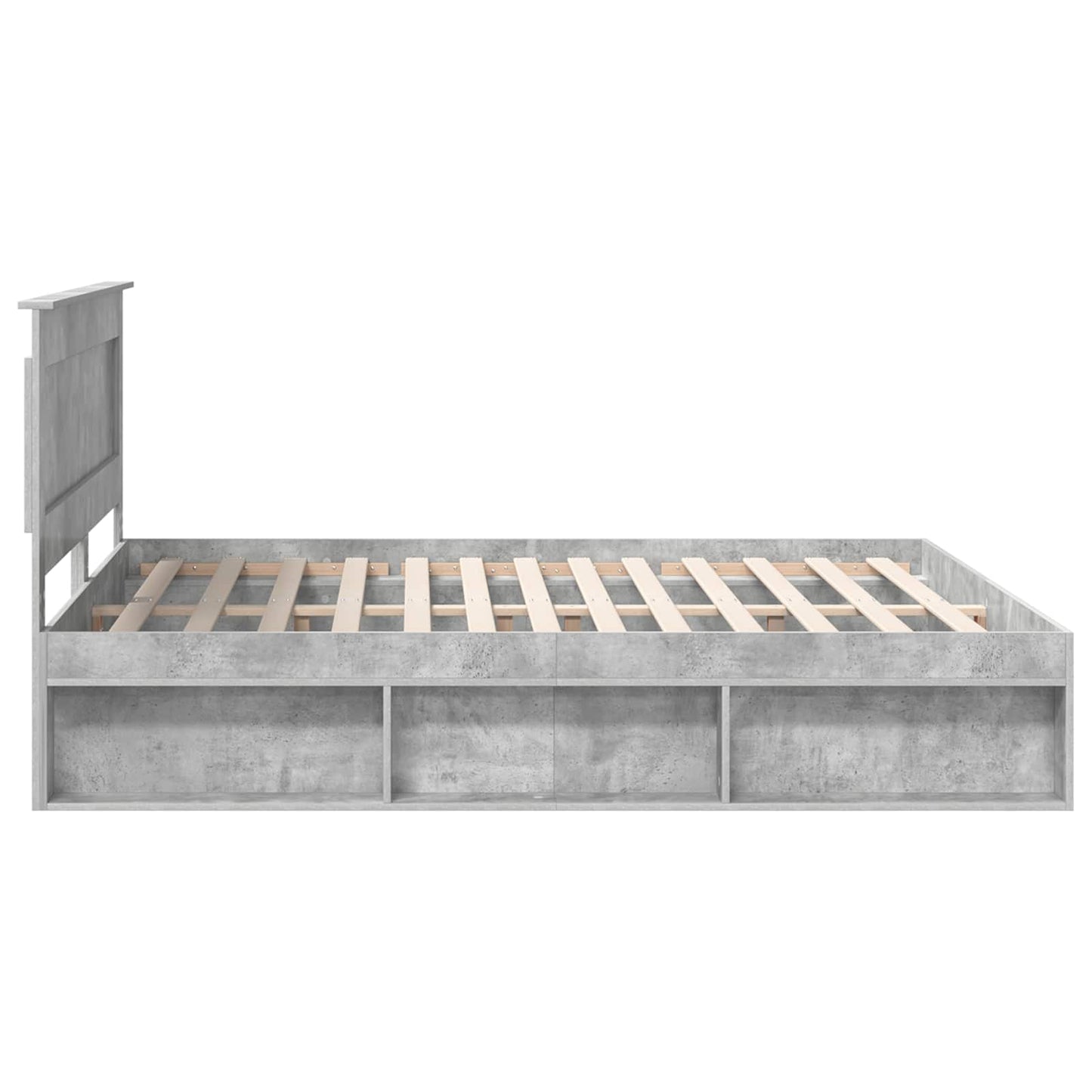 Sengestamme med hodegjerde Betong 180 x 200 cm Massiv furu
