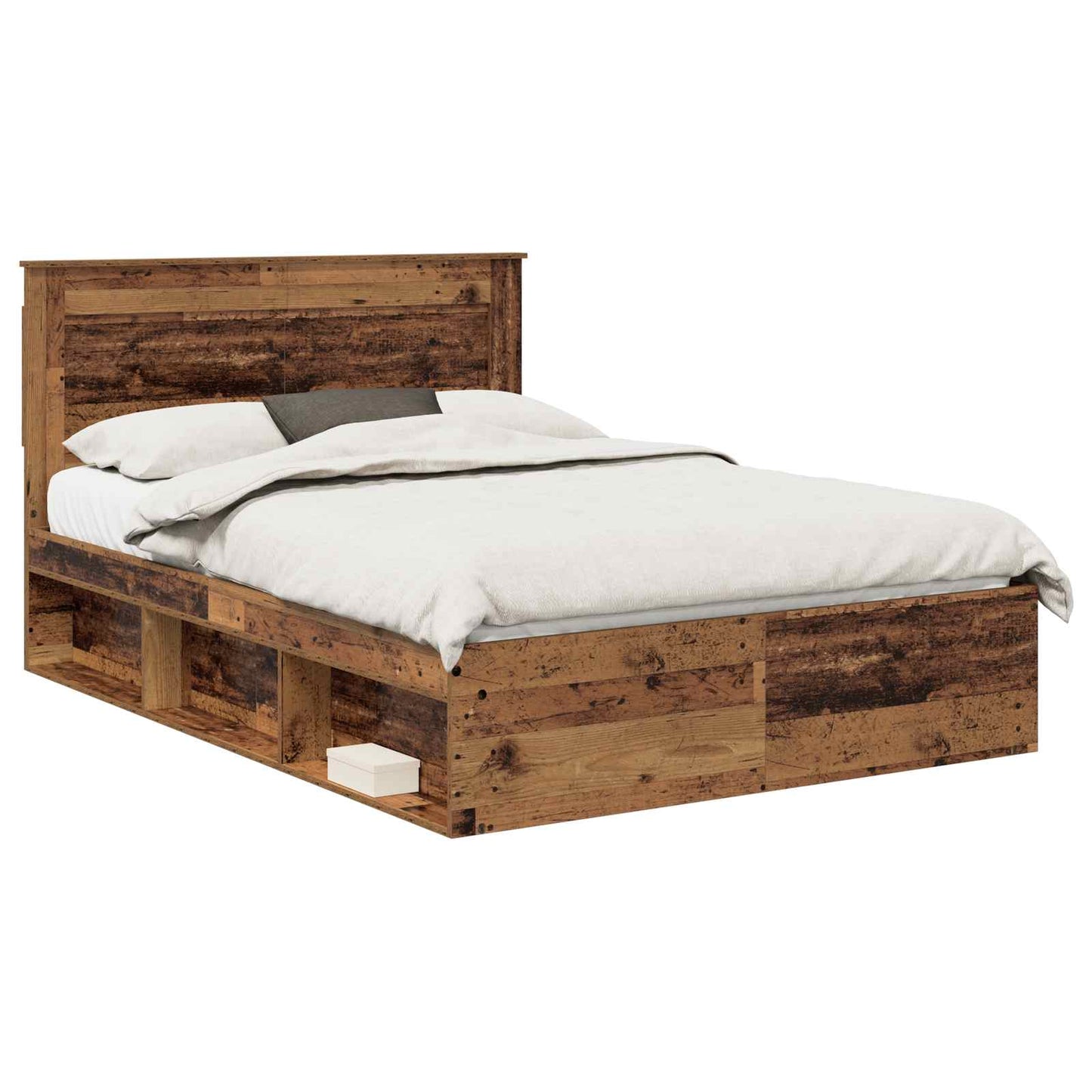 Sengestamme med hodegjerde Gammelt tre 140 x 190 cm Massiv furu